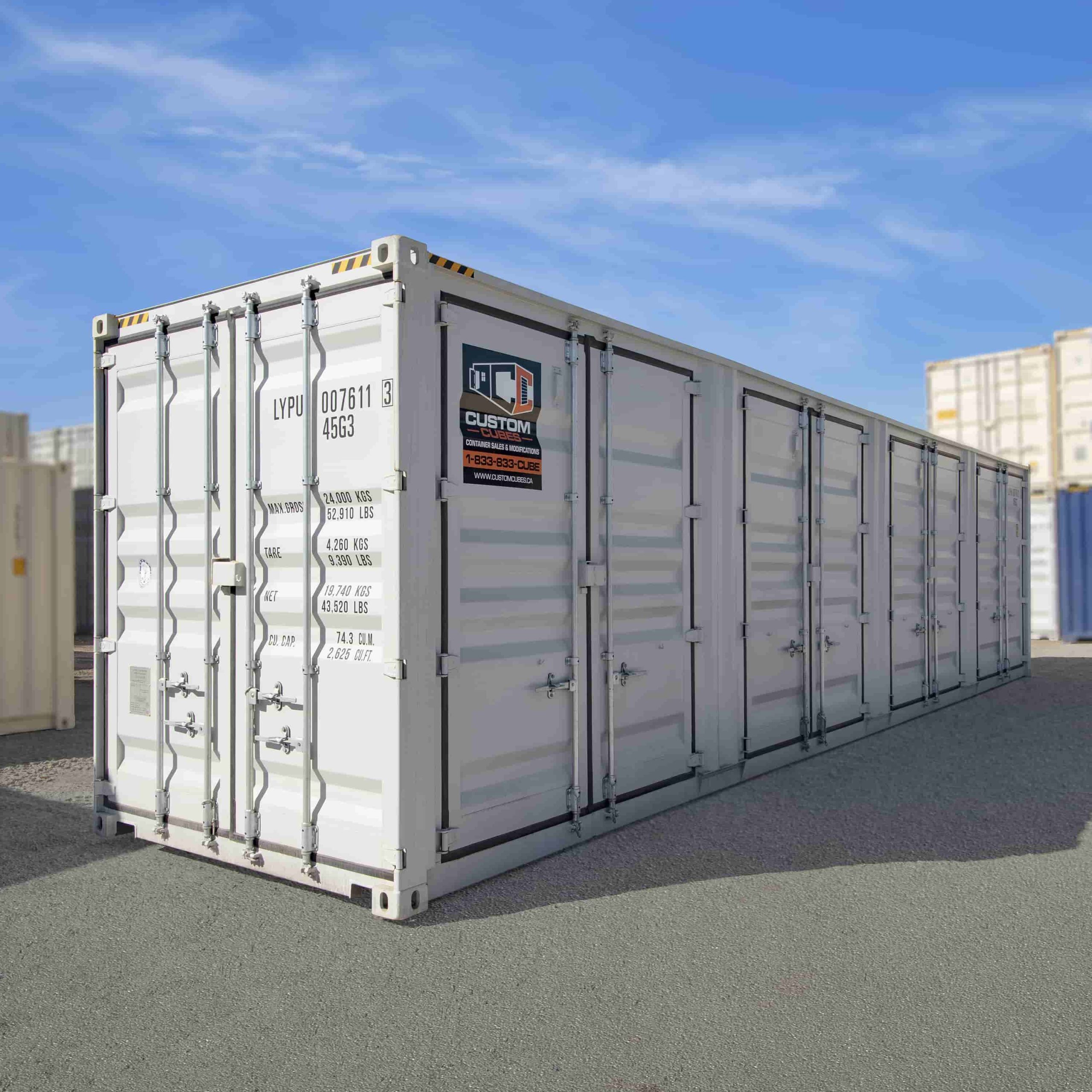 40’HC New (1-trip) Shipping Container + 4 x Side Doors - Custom Cubes