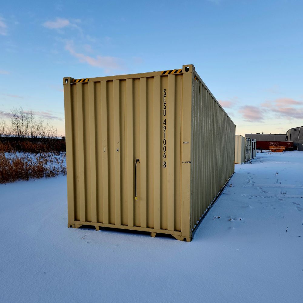 40’HC (1-Trip) Shipping Container with Shelving on One Side + Lighting - Custom Cubes