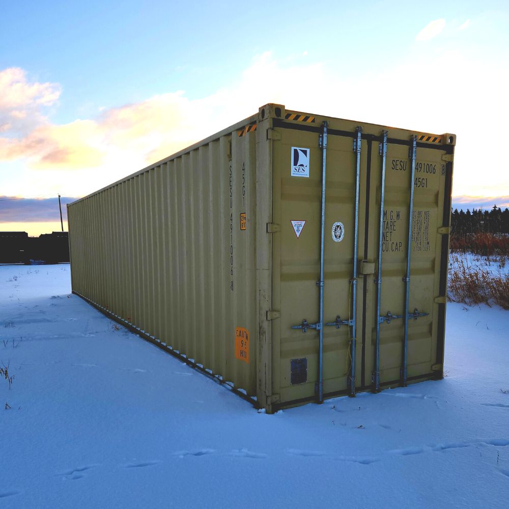 40’HC (1-Trip) Shipping Container with Shelving on One Side + Lighting - Custom Cubes