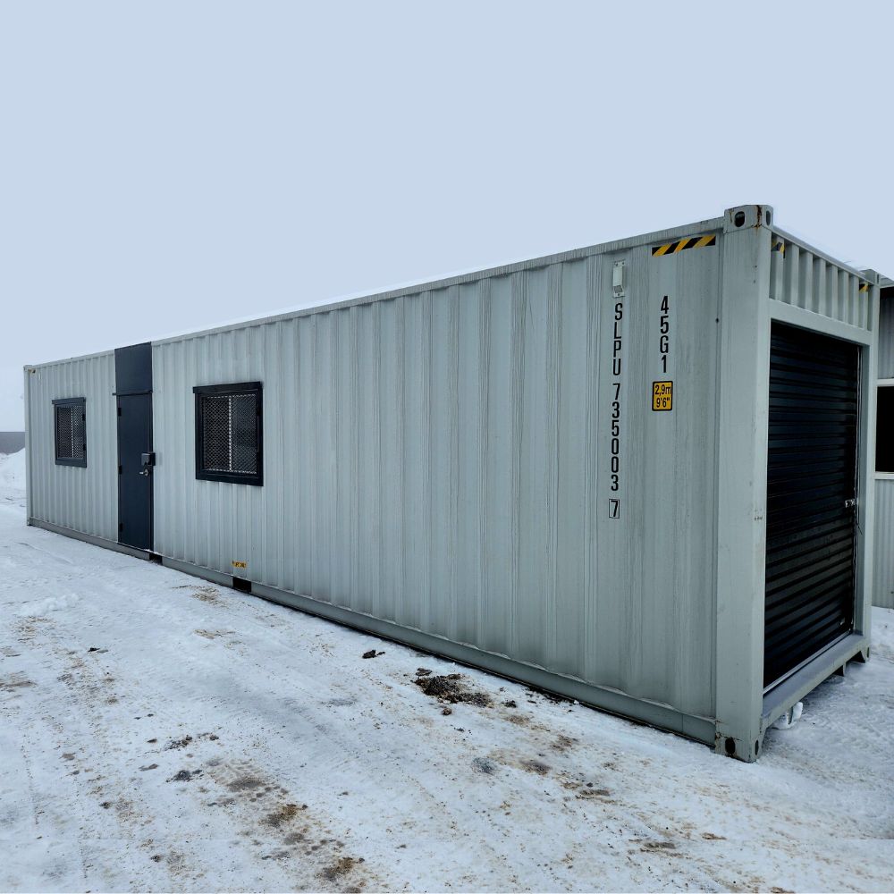 40’HC 1-Trip Container Office with Storage - Custom Cubes