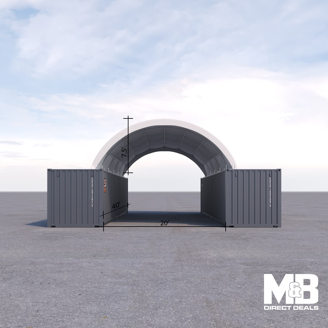 M&B | 20′ x 40′ Fabric Container Shelter - Custom Cubes