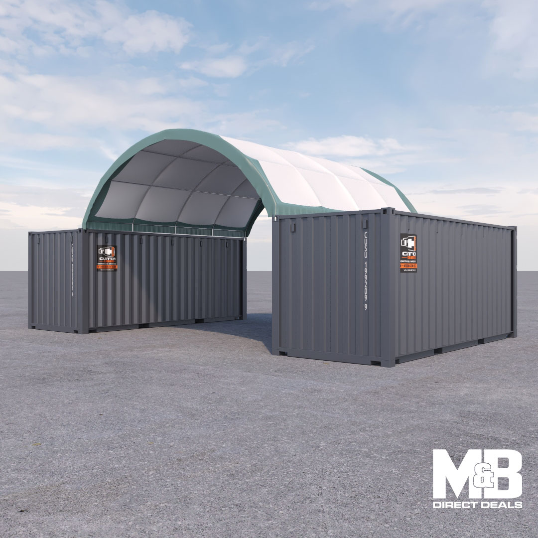 M&B | 20’ x 20’ Fabric Container Shelter - Custom Cubes
