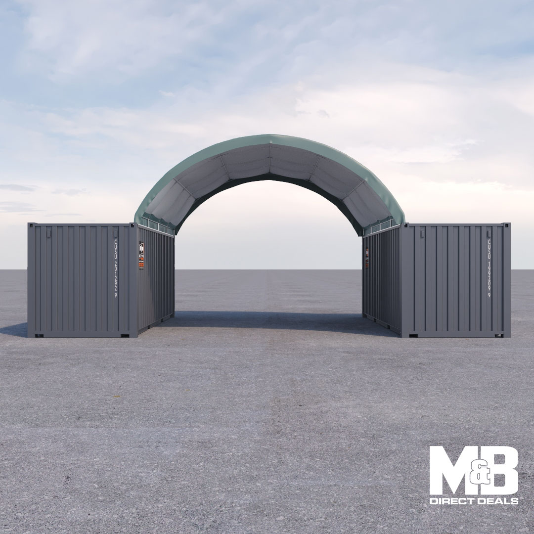 M&B | 20’ x 20’ Fabric Container Shelter - Custom Cubes