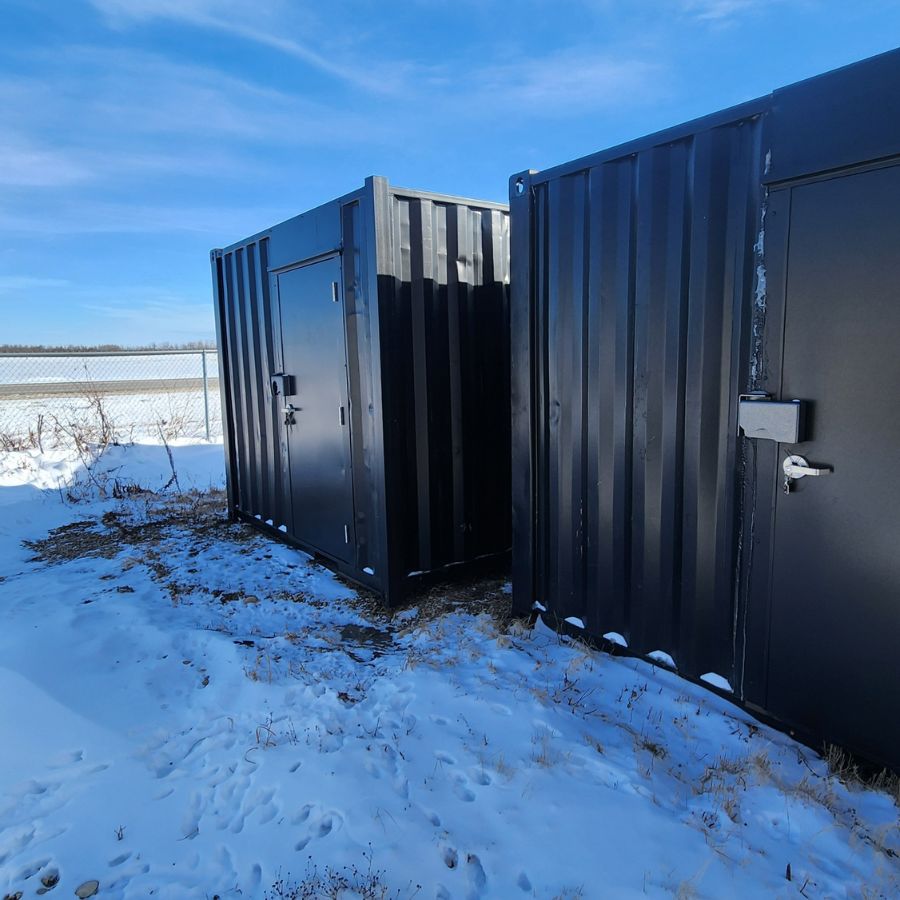 10′ Used Cutdown Shipping Container w/Man Door (Black) - Custom Cubes